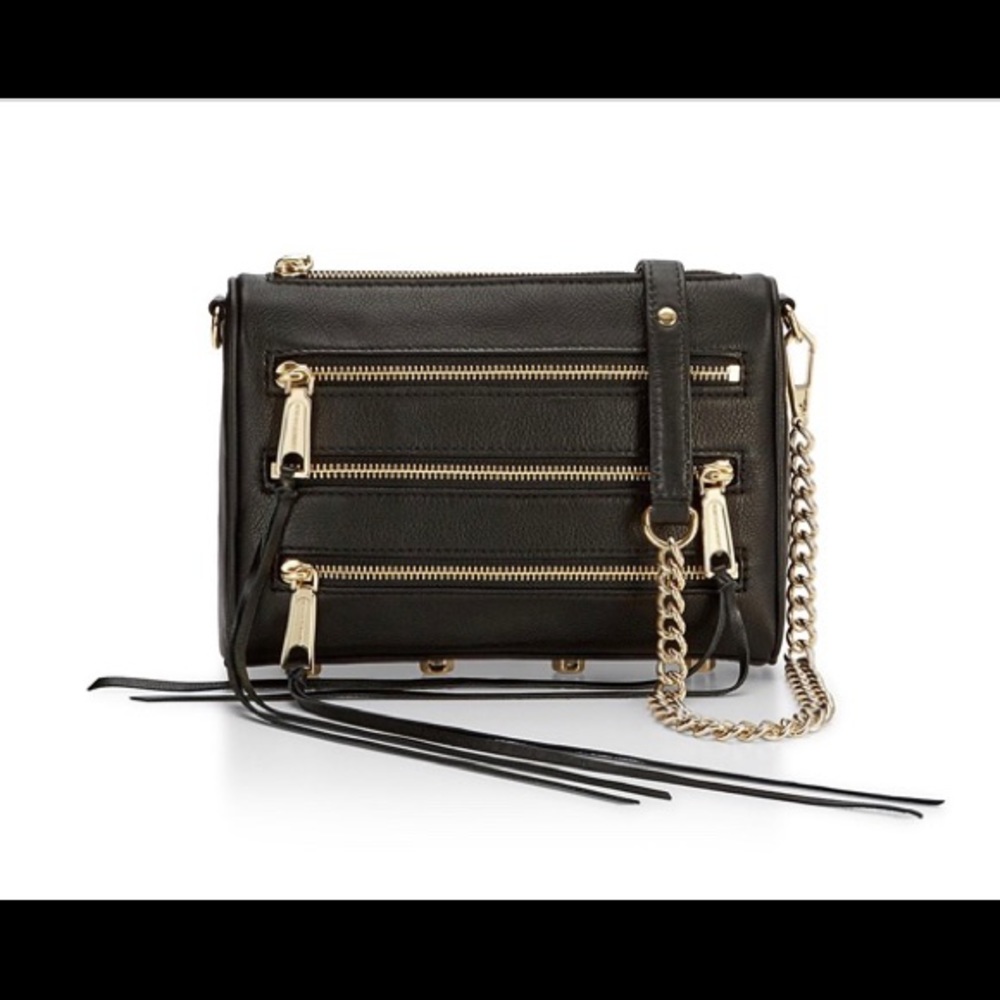 Rebecca Minkoff Mini 3 Zip Black Leather Crossbody
